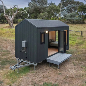 Casa Pequeña <span class=keywords><strong>de</strong></span> Lujo con Acabado <span class=keywords><strong>de</strong></span> Madera sobre Ruedas, Cabaña Móvil Prefabricada <span class=keywords><strong>de</strong></span> Acero para Jardín, Casa Prefabricada Móvil con Estructura <span class=keywords><strong>de</strong></span> Acero, Mini Casa Tipo Cápsula - Product Image 1