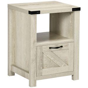 Industrial 1 <b>Drawer</b> 1 Shelf <b>Side</b> <b>Table</b> with Storage Natural for Living Room Bedroom - Product Image 1