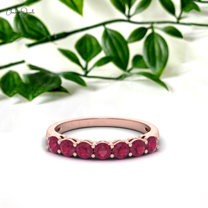<b>Top</b> Wholesale Suppliers Natural 3mm Round Cut Pink Tourmaline Half Eternity Band Ring In 14k <b>Rose</b> Gold Wedding Engagement Ring - Product Image 2