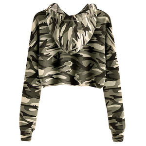 OEM Crop Tops pour filles Poids lourd 420 GSM Sweat à capuche pour femmes Sweat à capuche court surdimensionné imprimé bouffant personnalisé - Product Image 6