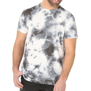 Camiseta de Manga Corta para Hombre, Teñida con Técnica Tie-Dye, Cuello Redondo, Estilo Casual, Tejido de Punto, Corte Regular, Gris y Blanco con Patrón, Calidad Premium, Venta al Por Mayor, 2026 - Product Image 1