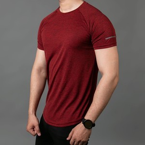 Men's <b>Red</b> Solid Crew Neck Short Sleeve Quick Dry Breathable Casual Regular Fit Knitted Front Logo 100% Cotton T-<b>Shirt</b> - Product Image 2