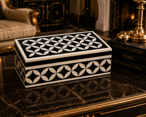 Black and White Resin Jewelry Organizer Box Chevron Pattern Storage <b>Case</b> <b>Vanity</b> Organizer for Home Display - Product Image 3