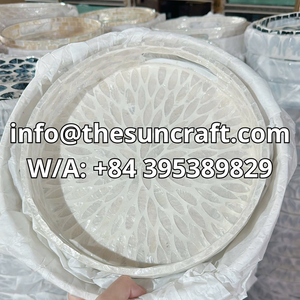 Stunning Shell Round Mother Of Pearl Serving <b>Tray</b> Decorative Tabletop Vanity <b>Perfume</b> Jewelry Display Storage Vietnam Wholesale - Product Image 4