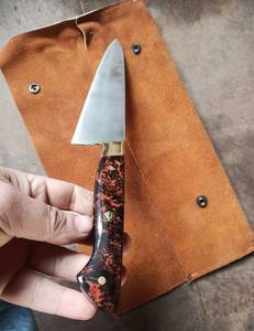 HTTC STORE Industrial Grade Damascus Copper Steel Utility Knife-Premium Slicing & Precision for Ham Brisket Bread Resin Handle - Product Image 5