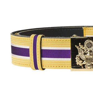 Ceinture tricotée formelle de haute qualité, rayée jaune, violette et blanche, avec boucle en alliage - Product Image 6