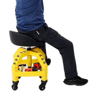 Sgabello da Meccanico Girevole Pneumatico a 360 Gradi per Carichi Pesanti con Ruote e Armadietto Portautensili Integrato - Product Image 5