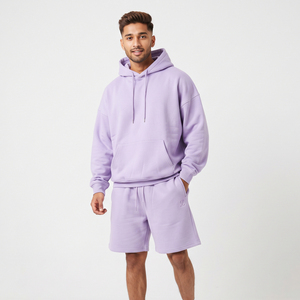 Men’s High Quality Fleece Two Piece <b>Shorts</b> Set Oversized Sweatshirt Loose Fit Baggy <b>Short</b> Pants Streetwear Casual Cotton Set - Product Image 1
