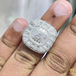 Luxury Baguette Moissanite Diamond <b>Ring</b> For <b>Men</b> White Gold Hip Hop Iced Out Jewelry - Product Image 5