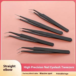 Pince à épiler de précision en acier inoxydable 12,5 cm à pointe inclinée et lisse, outil de maquillage professionnel - Product Image 5