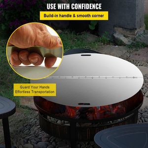 40-Inch Foldable Modern Gas Fire Pit <b>Ring</b> with Snuff Cover 430 Stainless Steel Spark Screen Cover 3mm <b>Thickness</b> - Product Image 6