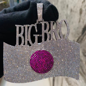 Colgante de Letra Personalizado Hip Hop Big Bro con Moissanita, Chapado en Plata de Ley 925, para Joyería Fina, Colgantes y Dijes - Product Image 1