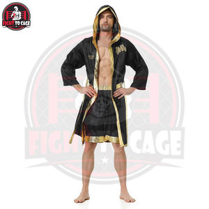 Batas de Boxeo Negras de Satén para Hombre, Producto de la Mejor Calidad, Bata de Boxeador para Adultos con Cinturón, Túnica de Entrada para Boxeo - Product Image 4