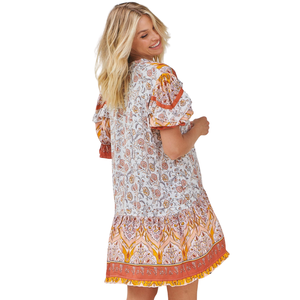Vestido mini estampado para mujer con cuello cuadrado y corte en A - Product Image 3
