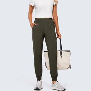 Pantalon en toile coupe-vent pour femme avec taille élastique, logo personnalisé, grande taille, respirant pour l'hiver - Product Image 4