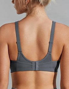 Soutien-gorge de sport sans couture respirant à col montant pour femme, couvrance intégrale, maintien élevé, avec logo frontal, idéal pour la course, la gym et le yoga - Product Image 3