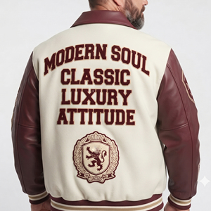 Plus Size <b>Leather</b> Sleeve Patches Embroider Varsity <b>Jacket</b> Men Button Down Baseball Varsity <b>Jackets</b> Men's Crew Neck Varsity Coat - Product Image 2