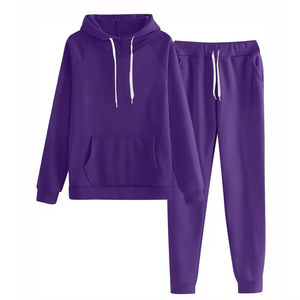 Survêtement décontracté en polaire pour femme, qualité export, manches longues, tissu chaud, grandes tailles, logo personnalisé, gris cerise, à capuche, écologique - Product Image 1