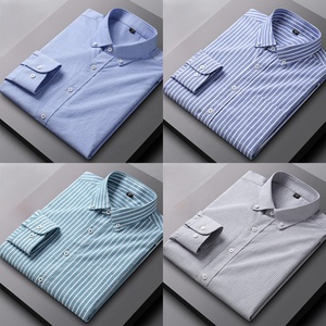 Chemise à manches longues boutonnée en coton Oxford 100% pour homme, à rayures, OEM ODM, lavage enzymatique, style business décontracté, à carreaux, vente en gros - Product Image 2
