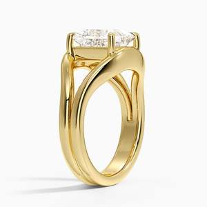 Bague de fiançailles en moissanite taille princesse 2 carats, solitaire à double sangle croisée - Product Image 2