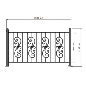 Rampe décorative de luxe en fer forgé pour balcon, rampe en fer forgé thermolaqué avec design personnalisé pour espace extérieur moderne - Product Image 5