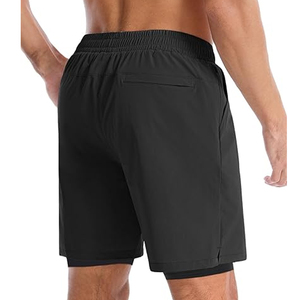 Pantalones cortos deportivos 2 en 1 para hombre OEM, con forro de compresión, para correr y gimnasio, con bolsillo para teléfono, alta calidad, venta al por mayor - Product Image 6