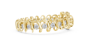 9Kt Yellow <b>Gold</b> Round Diamond Bracelet 62 Stones 6.2Ct Luxury Designer Heavy Bracelet Elegant Statement Bridal Party Wear - Product Image 3