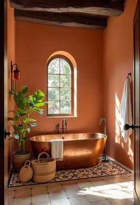 อ่างอาบน้ำทองแดงแบบลอยตัว ดีไซน์โดดเด่น ผสมผสานความคลาสสิกและความสะดวกสบายสมัยใหม่ พร้อมเสน่ห์การออกแบบห้องน้ำที่เหนือระดับ - Product Image 4
