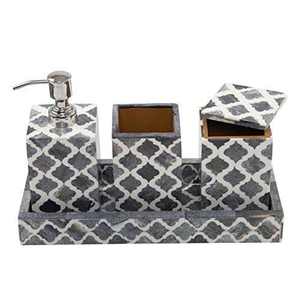 Juego de baño de alta calidad con incrustaciones de hueso, de 4 piezas, para hotel, con dispensador de jabón, soporte para cepillos de dientes y personalización de productos de baño. - Product Image 4