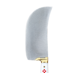 Cuchillo de Carnicero Profesional PK-FN-W, Hoja Curva de Acero Plateado, Mango Blanco con Diseño de Punto Rojo, Empuñadura Dorada - Product Image 3