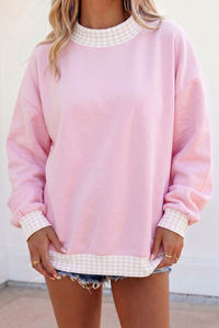 Sweat-shirt à col montant pour femme OEM ODM, broderie de logo personnalisée, molleton doux en coton, pull oversize à pois en coton - Product Image 4