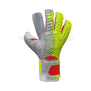 Guantes de Portero con Dedos Separados, Material PU, Diseño Híbrido, Cierre de Gancho y Bucle, Protección, Guantes de Entrenamiento de Fútbol, Blanco/Amarillo/Rojo - Product Image 4