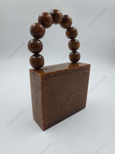 Bolso de Noche de Lujo Indio Hecho a Mano con Resina Brillante para Mujer, Cartera de Fiesta de Diseñador con Asa de Cuentas, Bolso de Mano Impresionante - Product Image 2