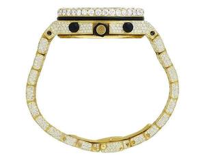 Bijoux noirs de l'océan A.P. Montre automatique de luxe Hip-Hop en alliage plaqué or jaune avec 3 crones VVS Moissanite, quartz 20 mm - Product Image 4