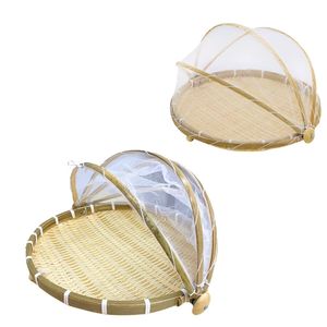 Premium Vietnamese BAMBOO <b>TRAY</b> with Mesh Food Cover Handmade Fruit and Bread <b>Tray</b> Home Decor - Product Image 1