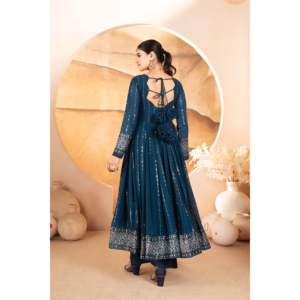 Conjunto de Chifón para Mujer Thirteen D Designer, Top, Pantalón y Dupatta con Lentejuelas y Bordado de Hilo, 100% Poliéster, Color Rama - Product Image 5