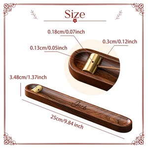 Quemador de incienso artesanal de acacia de 25 cm, soporte aromático para meditación en el hogar de Curio Craft - Product Image 1