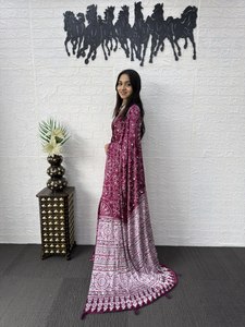 Green Silk Saree With Embroidery Traditional Women's Wear India Pakistan <b>Wedding</b> Engagement All Seasons - Product Image 2