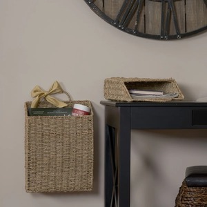 Set of 2 Wall-Mounted Seagrass <b>Baskets</b> Handmade <b>Storage</b> <b>Basket</b> Wholesale eco-friendly Made in Vietnam - Product Image 3