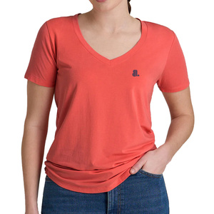 Camiseta de Manga Corta con Cuello en V para Mujer, Ecológica, 100% Algodón Orgánico, Sin Tejer, con Logotipo, Secado Rápido y Transpirable, Informal de Verano - Product Image 1