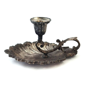 <b>Black</b> Metal <b>Candlestick</b> Holder With Loop Base Circular Design For Taper Candle Home Decoration Vintage Iron Chamber Stick - Product Image 3