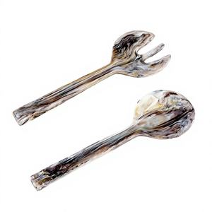 Cuchara y tenedor de resina de lujo para ensalada, elegante juego de cubiertos hechos a mano, de mango largo para mesa, exportación artesanal. - Product Image 2