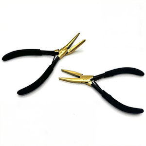 Custom Logo Curved Flat Nose Hair <b>Extension</b> Pliers Black Gold Stainless Steel <b>Micro</b>-beads Pressing Curved Hair <b>Extension</b> Tools - Product Image 6