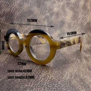 Gafas de Moda Ecológicas Extra Grandes Hechas a Mano con Montura Redonda de Cuerno Natural y Diseño Único para Hombres y Mujeres - Product Image 5