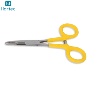 Pince de pêche jaune vif en acier inoxydable avec revêtement en caoutchouc, à mâchoires droites, type hémostatique, pour l'extraction profonde des hameçons - Product Image 3