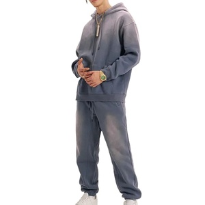 เสื้อฮู้ดแบบสวมหัวสีเปรี้ยวกางเกงวอร์มแบบสตรีทแวร์ผ้าปะติดสีล้วนชุดวอร์มผ้าฝ้าย100% ไซส์ใหญ่พิเศษดีไซน์ใหม่สำหรับฤดูหนาว - Product Image 1