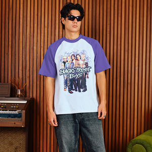 T-shirts imprimés pour hommes Back Street Boys, vêtements streetwear stylés Y2K, fabricant de vêtements, manches raglan violettes, t-shirt graphique - Product Image 6