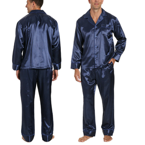 Pijamas de Hombre de Manga Corta, 100% Seda Satén, Ligeros, Talla Personalizada, Bolsillos, Color y Diseño Personalizables, Servicio OEM al por Mayor - Product Image 4