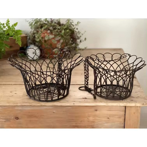 White Wash Metal Iron <b>Wire</b> Garden Urn Premium Quality Metal Iron <b>Wire</b> Garden Urn Decorative Indoor Outdoor Decoration - Product Image 2