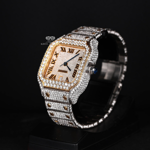 นาฬิกาข้อมือเพชรโมอิสซาไนต์แบบเต็มหน้าปัดสองสี ดีไซน์โรมัน ระบบออโตเมติก สุดหรู สไตล์ฮิปฮอป สำหรับผู้ชาย - Product Image 2